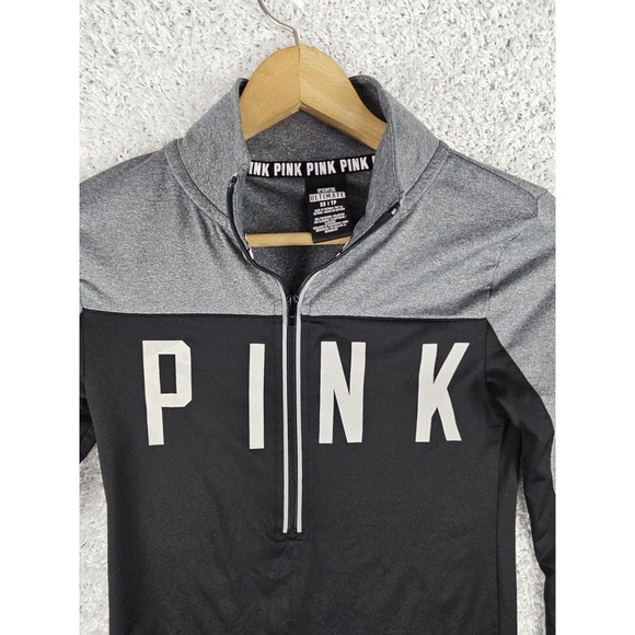 PINK Victoria's Secret Ultimate Half Zip Athletic Pullover Top SZ XS Thumbholes - Picture 5 of 14